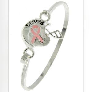 "Strong" Pink Ribbon Football Helmet Bracelet